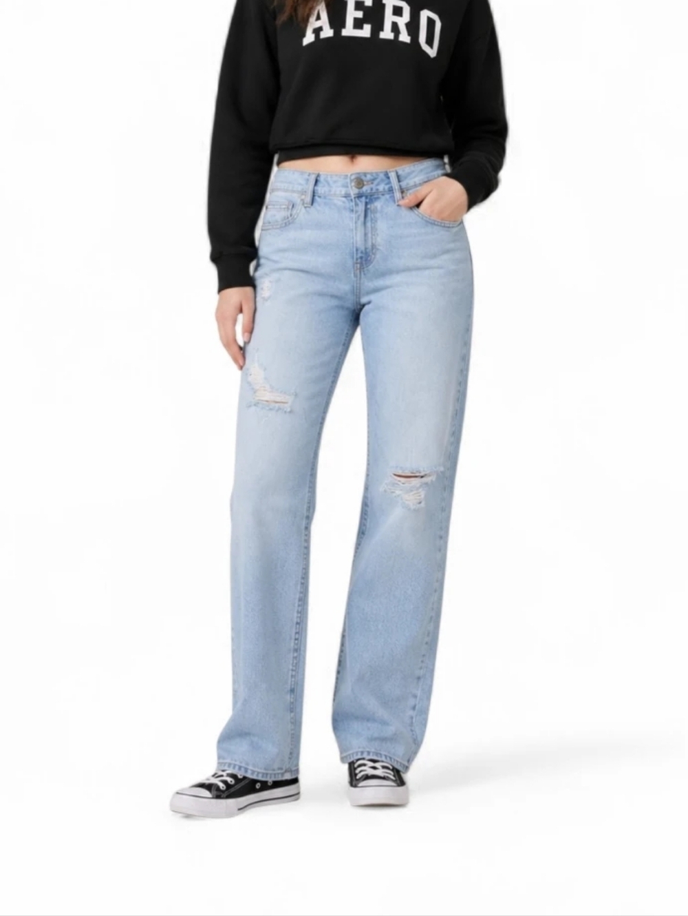 Aeropostale Kylie Boyfriend Jeans Size 9/10 Distressed Light Wash